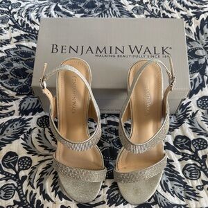 Benjamin Walk Glittering Silver Heels - Worn Once - Size 7